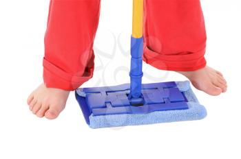 Royalty Free Photo of a Person With a Mop