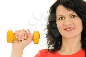 Royalty Free Photo of a Woman Using a Dumbbell