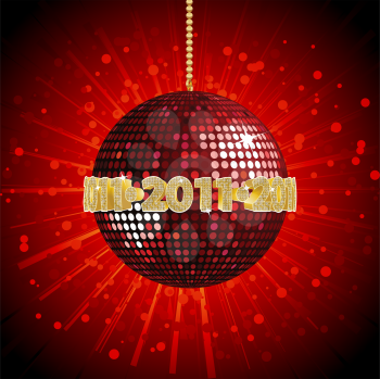 Royalty Free Clipart Image of a 2011 Disco Ball Background