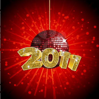 Royalty Free Clipart Image of a 2011 Disco Ball Background