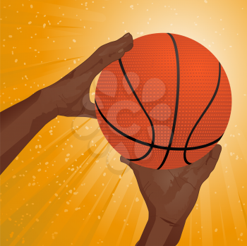 Royalty Free Clipart Image of Hands Catching a Basketball