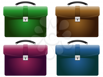 Royalty Free Clipart Image of a Set of 4 Briefcase Icons