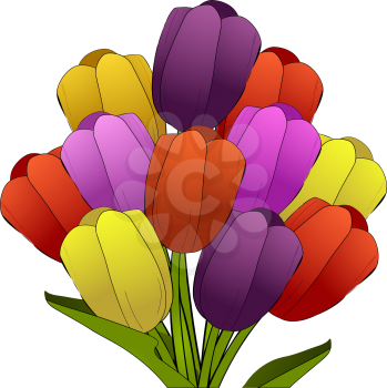 Royalty Free Clipart Image of a Bunch of Tulips