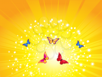 Royalty Free Clipart Image of a Colorful Butterfly Background