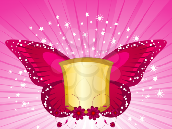 Royalty Free Clipart Image of a Shield With Butterfly Wings