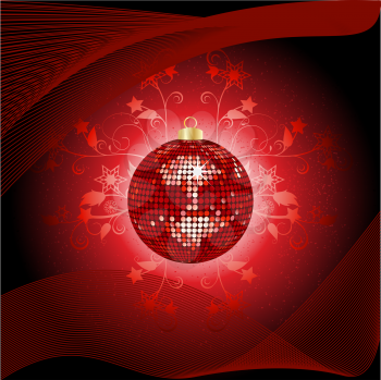 Royalty Free Clipart Image of a Sparkling Bauble and Flourish