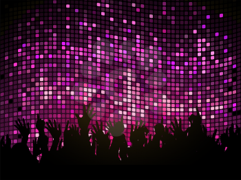 Royalty Free Clipart Image of an Abstract Sparkling Background With a Crowd