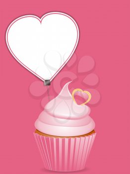 Royalty Free Clipart Image of a Cupcake and Label