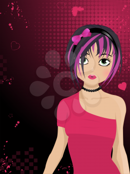 Royalty Free Clipart Image of a Cute Manga Style Girl