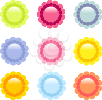Royalty Free Clipart Image of Shiny Daisy Flower Icons