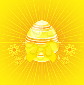 Royalty Free Clipart Image of an Easter Egg on a Yellow Background