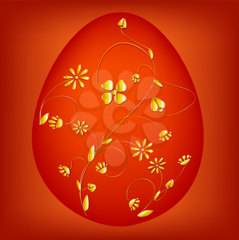 Royalty Free Clipart Image of a Floral Easter Egg