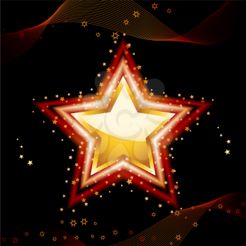 Royalty Free Clipart Image of a Festive Background With a Glowing Star