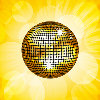 Royalty Free Clipart Image of a Sparkling Gold Disco Ball