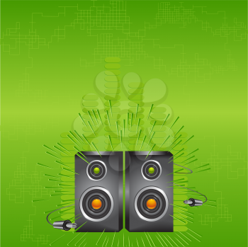 Royalty Free Clipart Image of a Green Speaker Background
