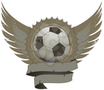 Royalty Free Clipart Image of a Distressed Football Shield With Wings and Banner