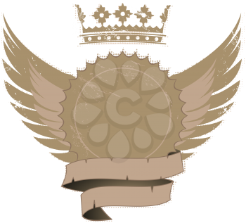 Royalty Free Clipart Image of a Shield With a Crown and Wings