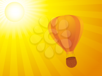 Royalty Free Clipart Image of a Hot Air Balloon Floating in the Sky