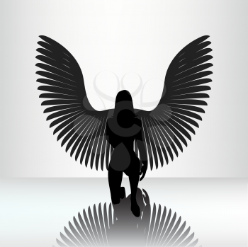 Royalty Free Clipart Image of a Kneeling Angel