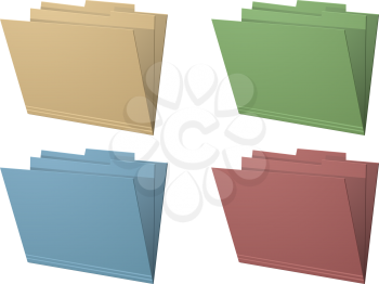 Royalty Free Clipart Image of a Set of 4 Manilla Folders