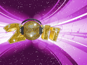Royalty Free Clipart Image of a New Year Background With a 2011 Sign 