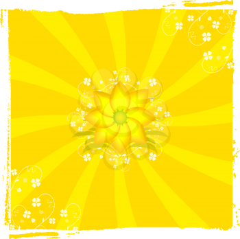 Royalty Free Clipart Image of a Vintage Yellow Floral Background