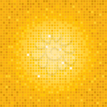 Royalty Free Clipart Image of an Orange Mosaic Background With Square Tiles