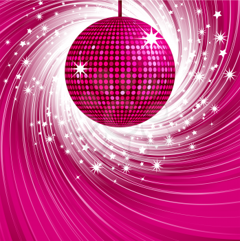 Royalty Free Clipart Image of a Sparkling Pink Disco Ball Background