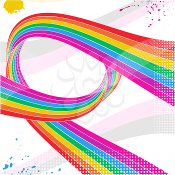 Royalty Free Clipart Image of a Swirling Rainbow Background