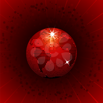 Royalty Free Clipart Image of a Red Mosaic World Globe 