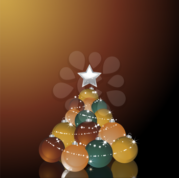Royalty Free Clipart Image of a Christmas Bauble Tree