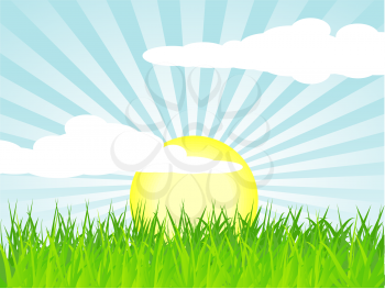 Royalty Free Clipart Image of a Spring Landscape