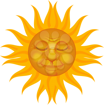 Royalty Free Clipart Image of a Sun With a Smiling Face