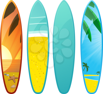 Royalty Free Clipart Image of a Set of Surfboards