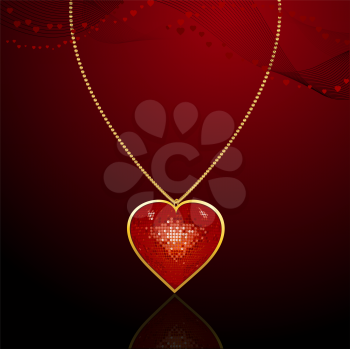 Royalty Free Clipart Image of a Disco Style Valentine Heart Pendant 