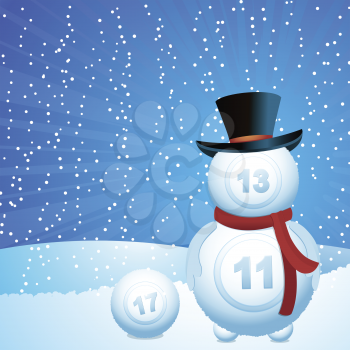Royalty Free Clipart Image of a Bingo Snowman