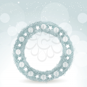 Christmas wreath background with white decorations