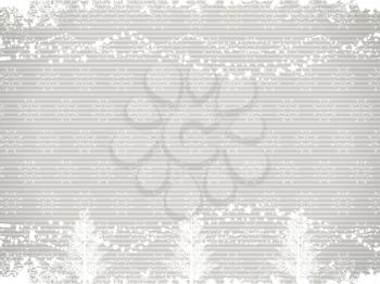 Christmas background with christmas trees and snowflake on silver