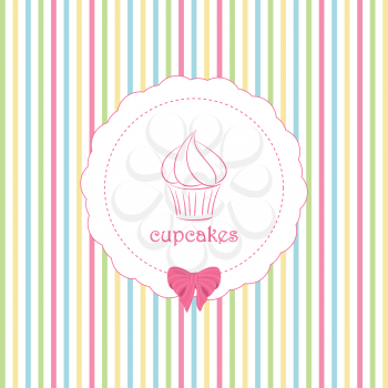 Cupcake Label Background on Candy Coloured Stripes
