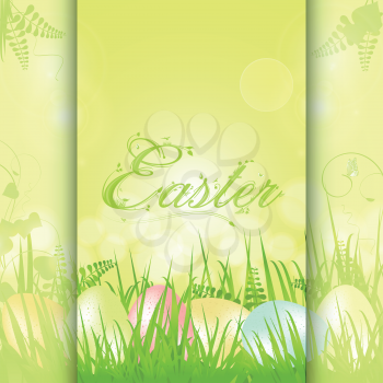 Easter background Panel with Speckled Easter Eggs and Ornate Text