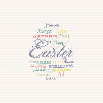 Easter Typographical Background with 'Easter' in 16 Languages