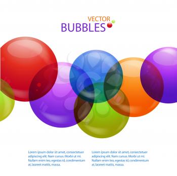 Colourful Bubbles Vector Background on White with Sample Text