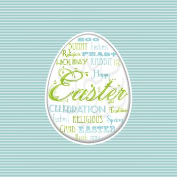 Easter Background with Typographical Design on blue card
