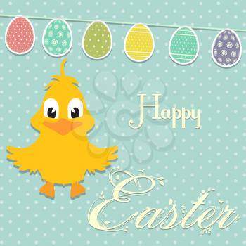 Easter Chick and Bunting with Text Background