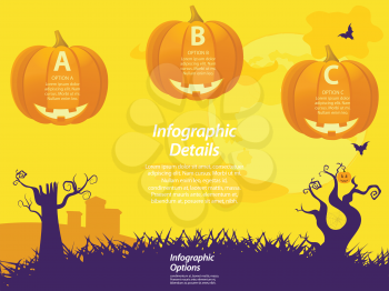 Halloween Infographic with Pumpkins and Spooky Tree Background