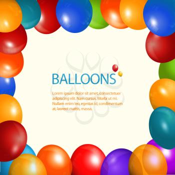 Party Balloons Frame Over Light Cream Background with Sample Text