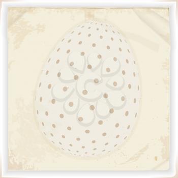 White Decorated Easter Egg Over Vintage Square Panel