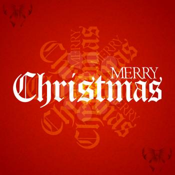Christmas; Red Textured Background with Merry Christmas Decorative Text and Bow