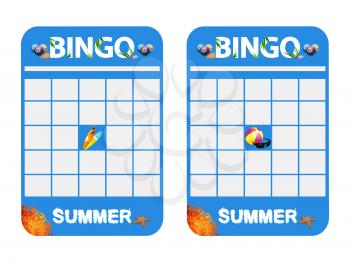 Blank Copy Space Cut Out Bingo Cards With Summer Season Decorations And Decorative Text