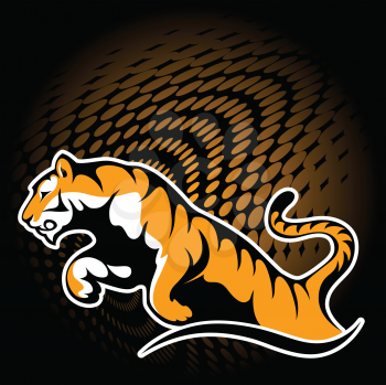 Royalty Free Clipart Image of Tiger Leaping
